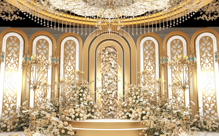炎陵香槟色调婚礼堂效果展示